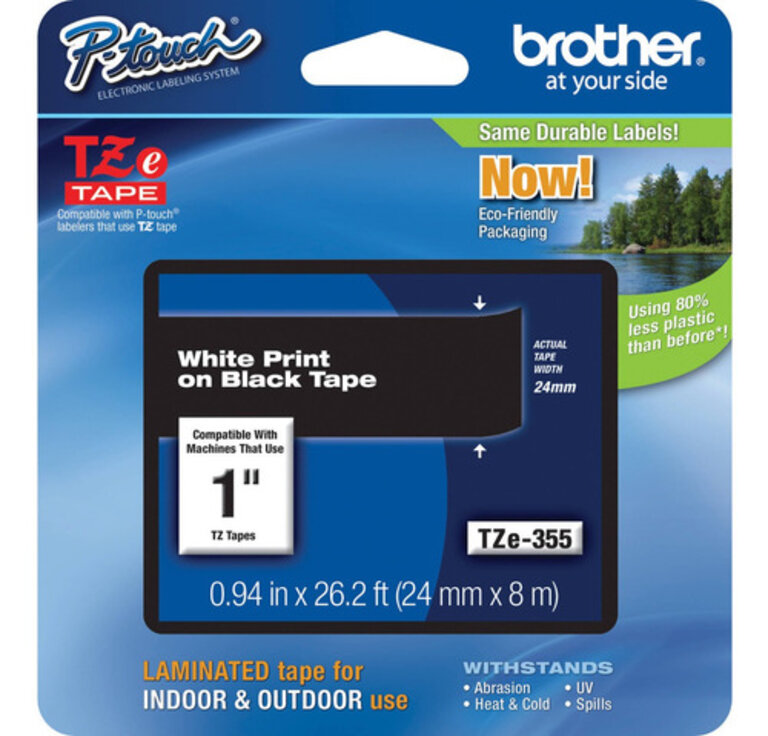 CINTA ADHESIVO NEGRA TZE355 24MMX8MTS